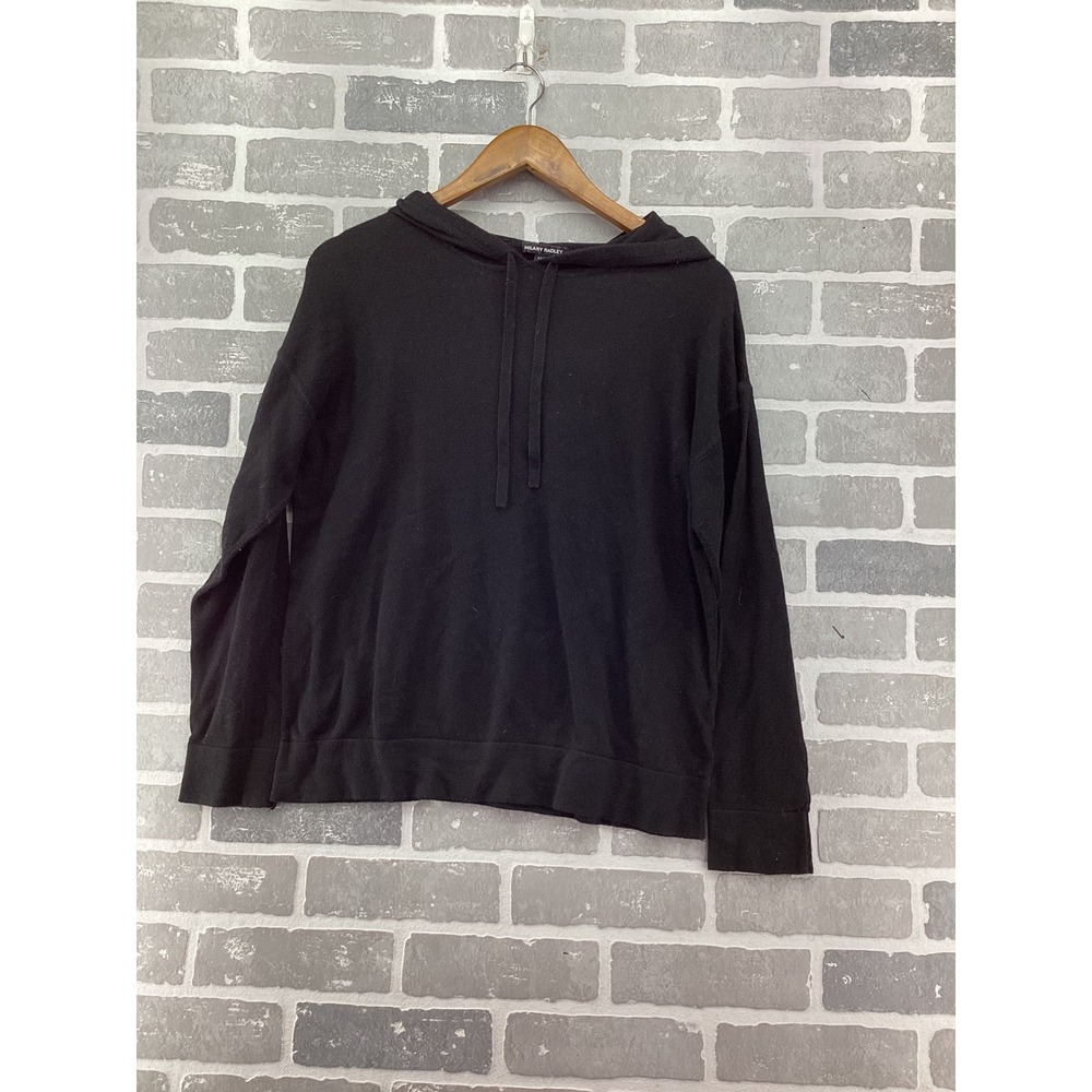 Hilary Radley Womens Black Knit Hoodie Cotton Blend Pullover Size M CU5145-4084